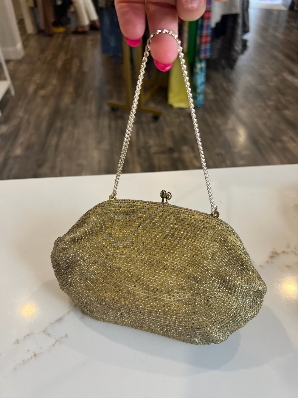 Vintage Gold Beaded Evening Clutch - Women Bags